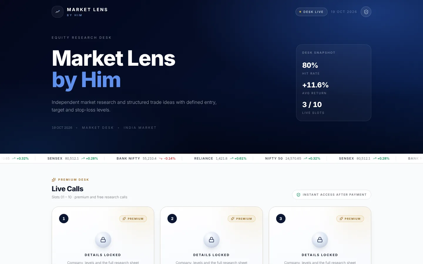 Market Lens by Him website screen 1