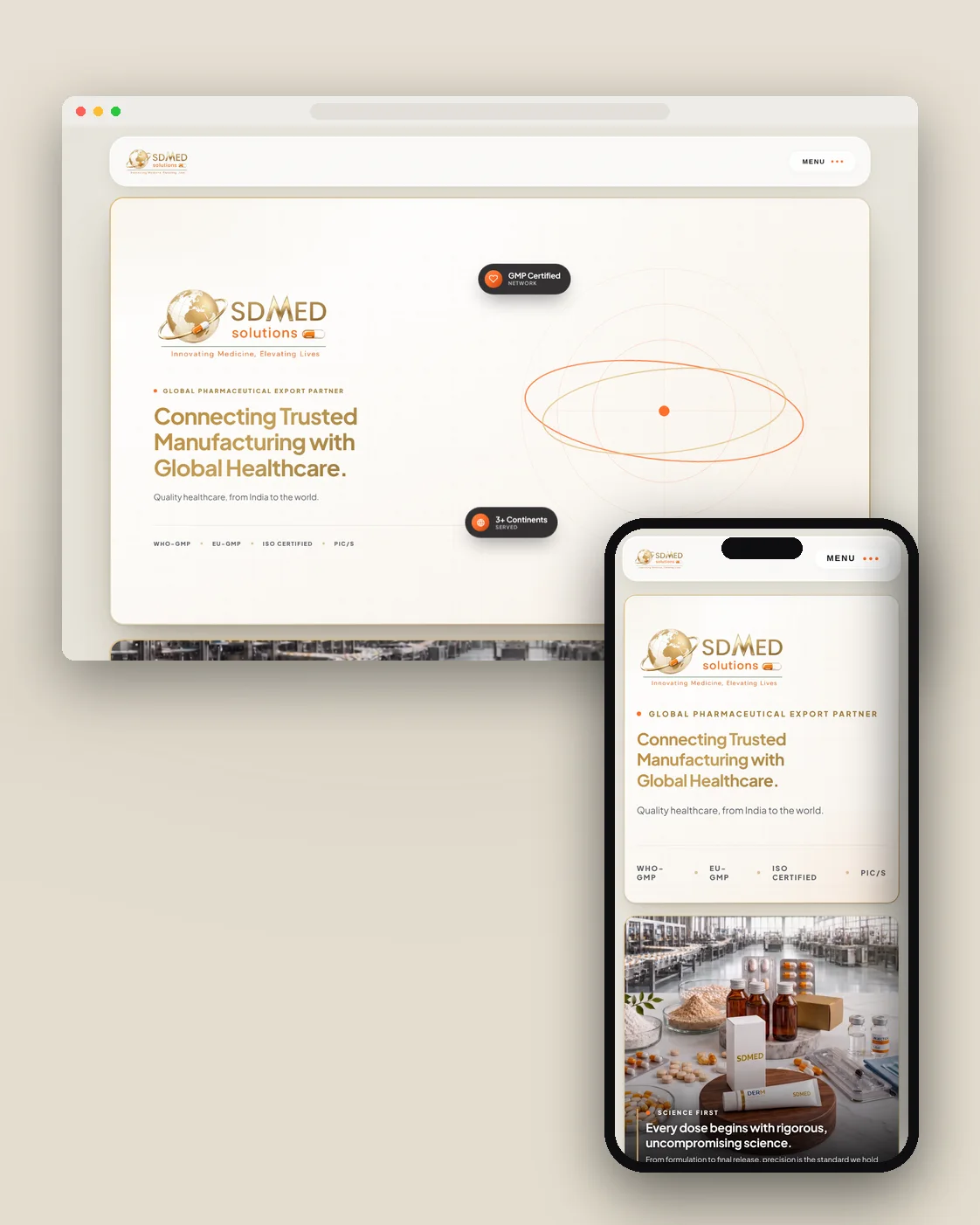 SD Med Solutions website on desktop and mobile